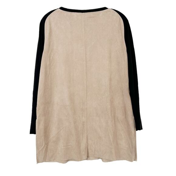 Soft Surroundings Faux Suede Tan Black Long Sleeve Top Sz S - Picture 4 of 6